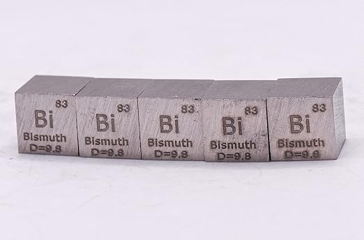 0.39" 10mm Bismuth Metal Cube Bi up to 99.9% Pure Periodic Table Element Engraved Density Collection Science Education Display Block Cube + Acrylic Case Box - 1PC