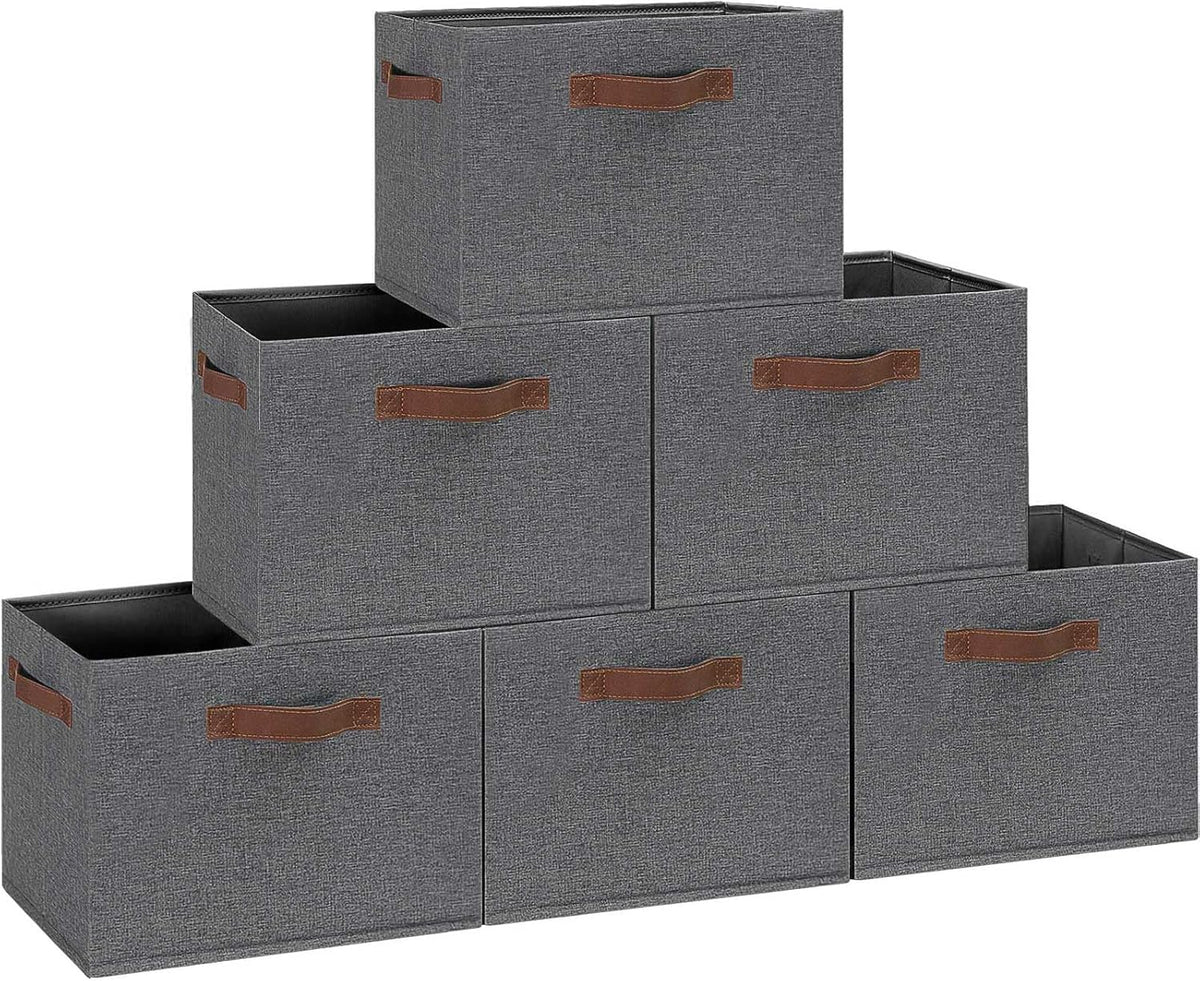 GhvyenntteS Large Fabric Storage Bins 6 Pack, 15x11x9.6 Inch Storage Baskets for Shelves, Foldable Closet Storage Bins for Shelves, Closet Organizers and Storage Boxes, Gray