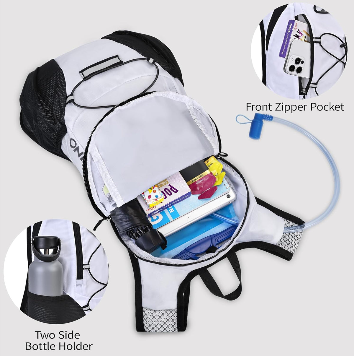 Lightweight Hydration Backpack, Running Backpack with 2L Water Bladder, Hydro Water Daypack for Cycling Hiking Rave for Men Women