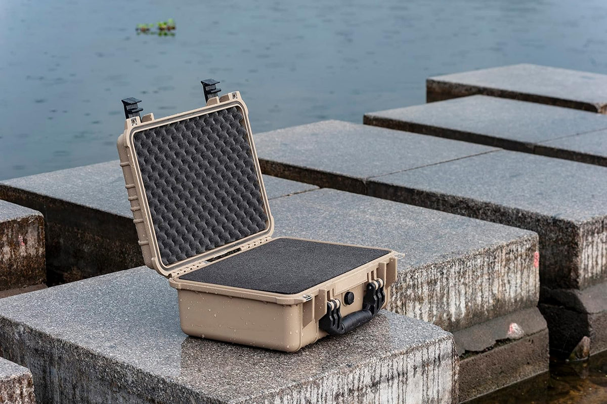 MEIJIA Portable All Weather Waterproof Camera Case With Foam,Fit Use of Drones,Camera,Equipments,Pistols,15.98x12.99x6.85inches