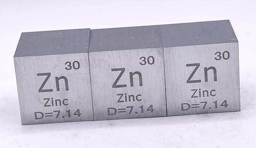 1" 25.4mm Zinc Metal Cube Zn up to 99.9% Pure Periodic Table Element Engraved Density Collection Science Education Display Block Cube + Acrylic Case Box - 1PC