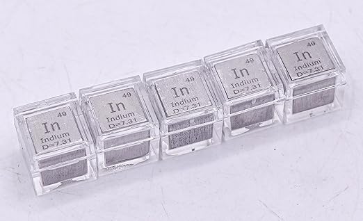 0.39" 10mm Soft Indium Metal Cube in up to 99.9% Pure Periodic Table Element Engraved Density Collection Science Education Display Block Cube + Acrylic Case Box - 1PC