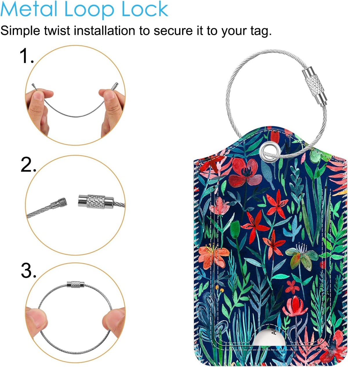 Fintie Luggage Tags, Privacy Cover ID Label with Stainless Steel Loop and Address Card for Travel Bag Suitcase - Jungle Night (2 Piece)