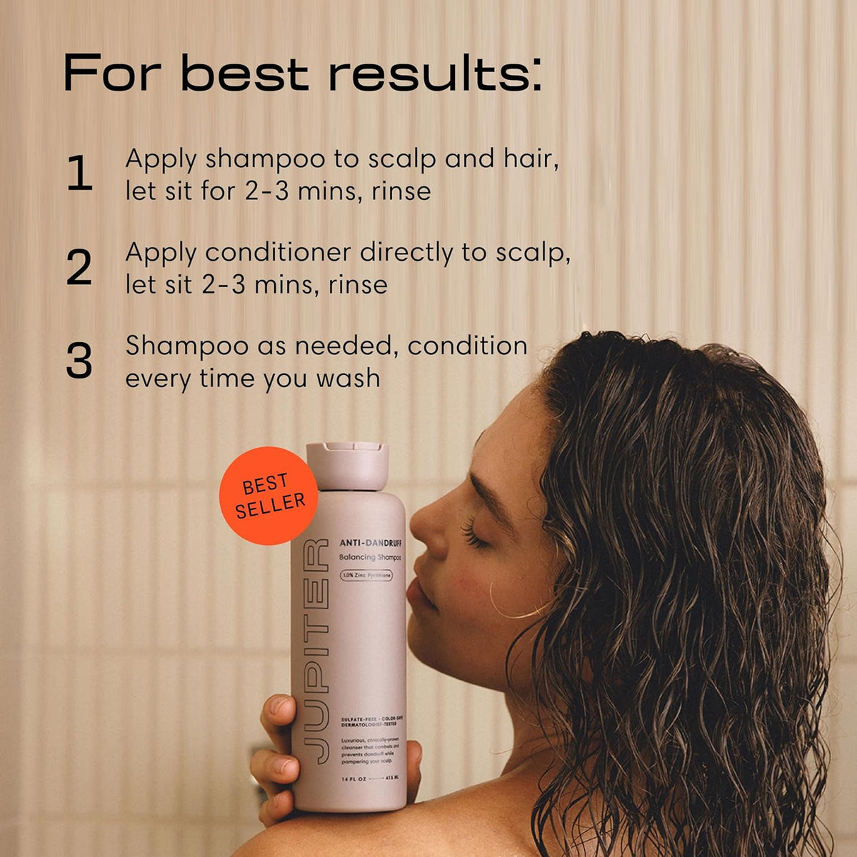 Jupiter, Physician-Formulated Anti-Dandruff Shampoo & Conditioner, for Flaky, Itchy, Oily, Dry Scalp, Vegan, Sulfate-Free, Color-Safe, & Paraben-Free, Dry Scalp Shampoo and Conditioner for Women & Men