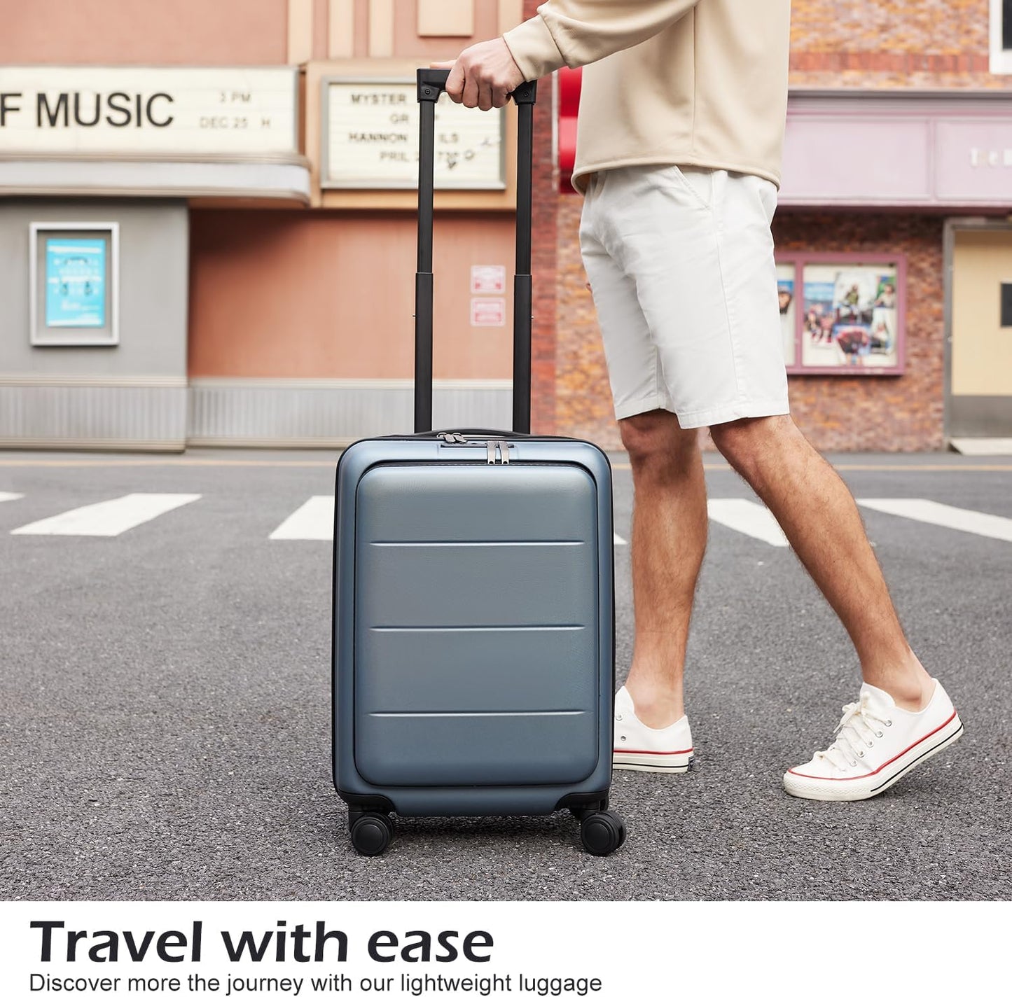 Coolife Luggage Suitcase Piece Carry On ABS+PC Spinner Trolley with pocket Compartmnet(Sakura pink, 20in(carry on))