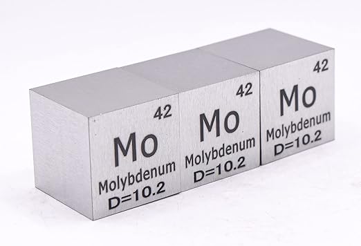 1" 25.4mm Molybdenum Metal Cube Mo up to 99.9% Pure Periodic Table Element Engraved Density Collection Science Education Display Block Cube + Acrylic Case Box - 1PC