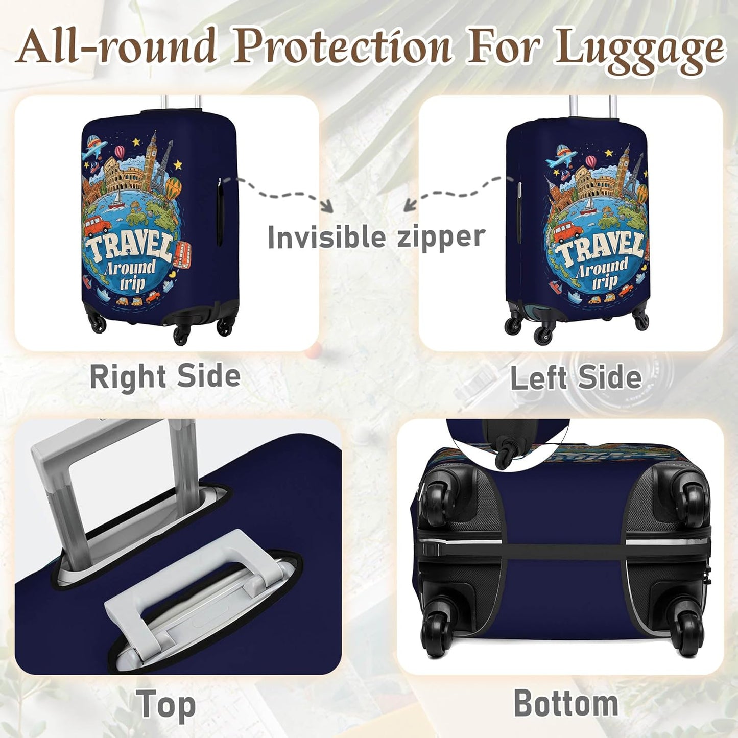 Luggage Cover, Travel Suitcase Covers, Elastic Suitcase Protective Cover, Scratchproof Luggage Protector, Washable Dustproof Trolley Case Protector Fit 22-28 Inch (word, L（25-28inch suitcase）)