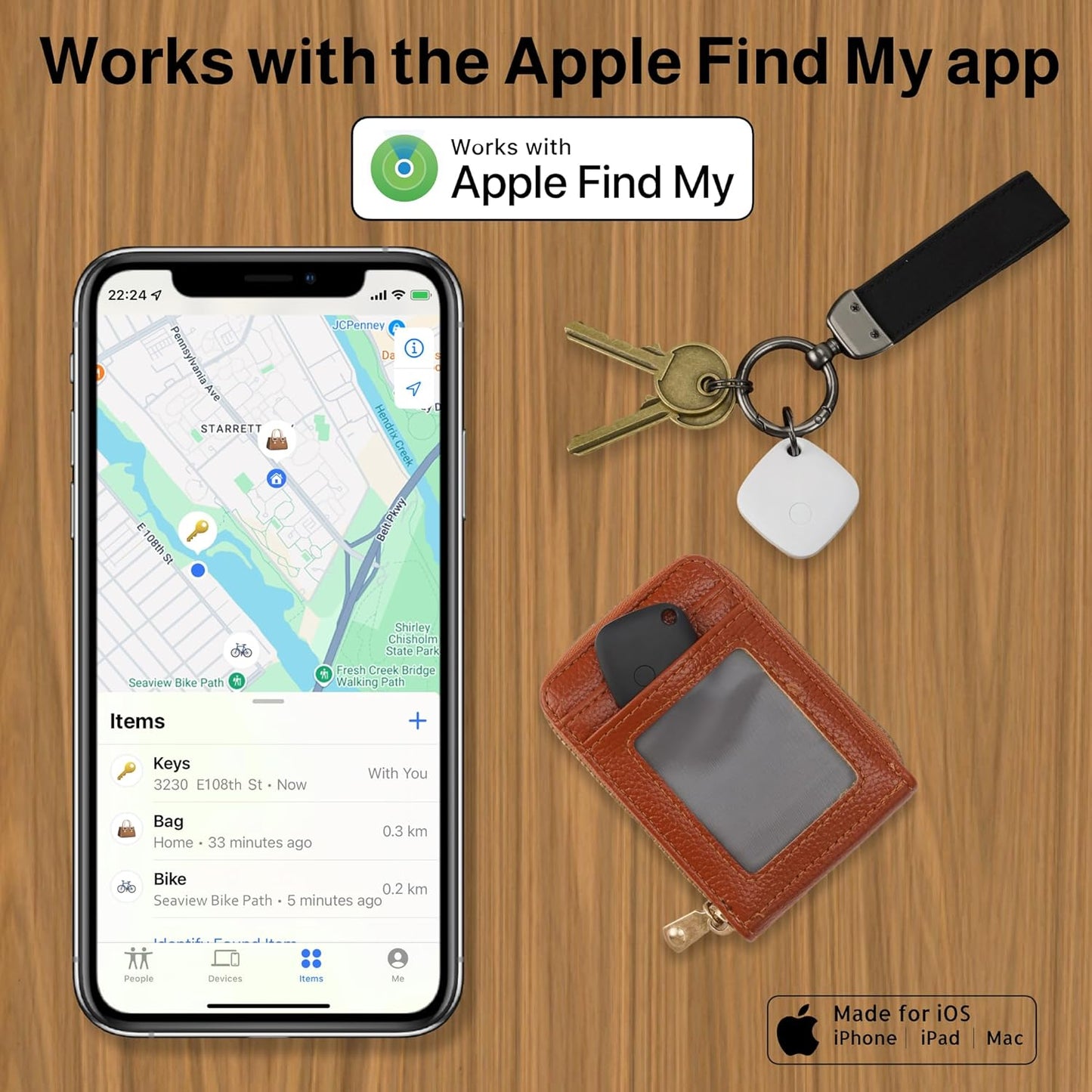 Air Tracker Tags-1 Pack, Bluetooth Tracker Works with Apple Find My APP (iOS Only, Not for Android), Keys Finder, Item Locator for Keys, Luggage, Backpack, Bags, Wallet, Replaceable Battery