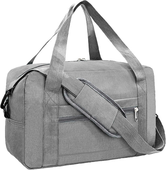 Foldable Carry on Luggage Bag 22x14x9 Personal Item Bag for Airplanes Travel Duffel Bag for Women and Men (40L, Dark Grey)