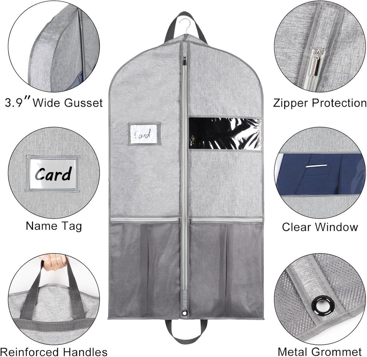 Zilink Heavy Duty Garment Bags for Travel 43”Suit Bags for Hanging Clothes Waterproof Gusseted Suit Cover Bags for Closet Storage with Handles for Suits Coats Jackets Dresses, Set of 2