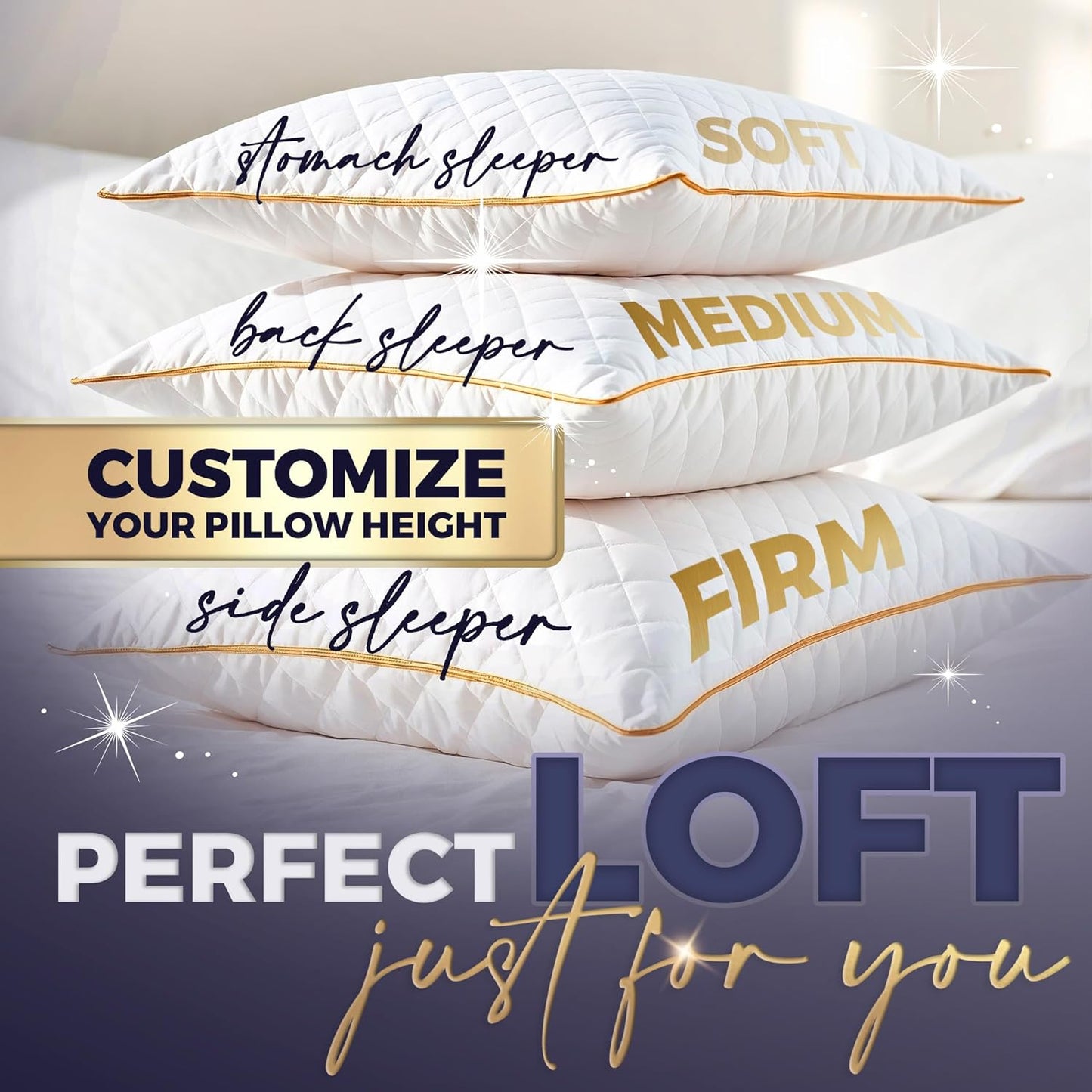 Royal Therapy King Memory Foam Pillows - Shredded Memory Foam Pillow for All Sleep Positions - Medium Firm Pillow with Adjustable Loft - Bamboo-Derived Rayon Cover - CertiPUR-US & Oeko-TEX Certified