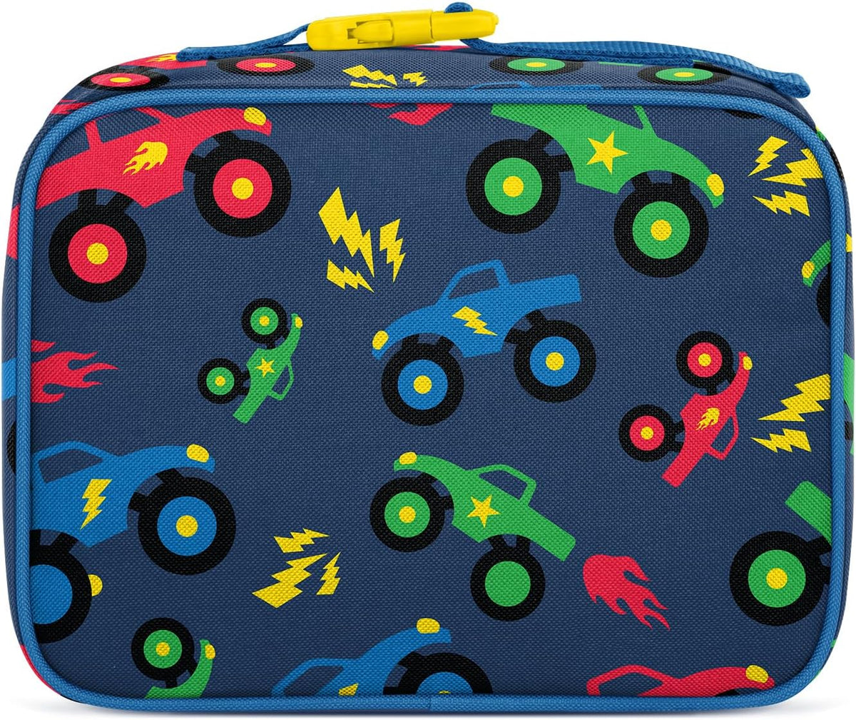 Simple Modern Kids Lunch Box for School | Reusable Insulated Lunch Bag for Toddler, Girl, and Boy | Meal Containers with Exterior & Interior Pockets | Hadley Collection | Monster Truck Rally