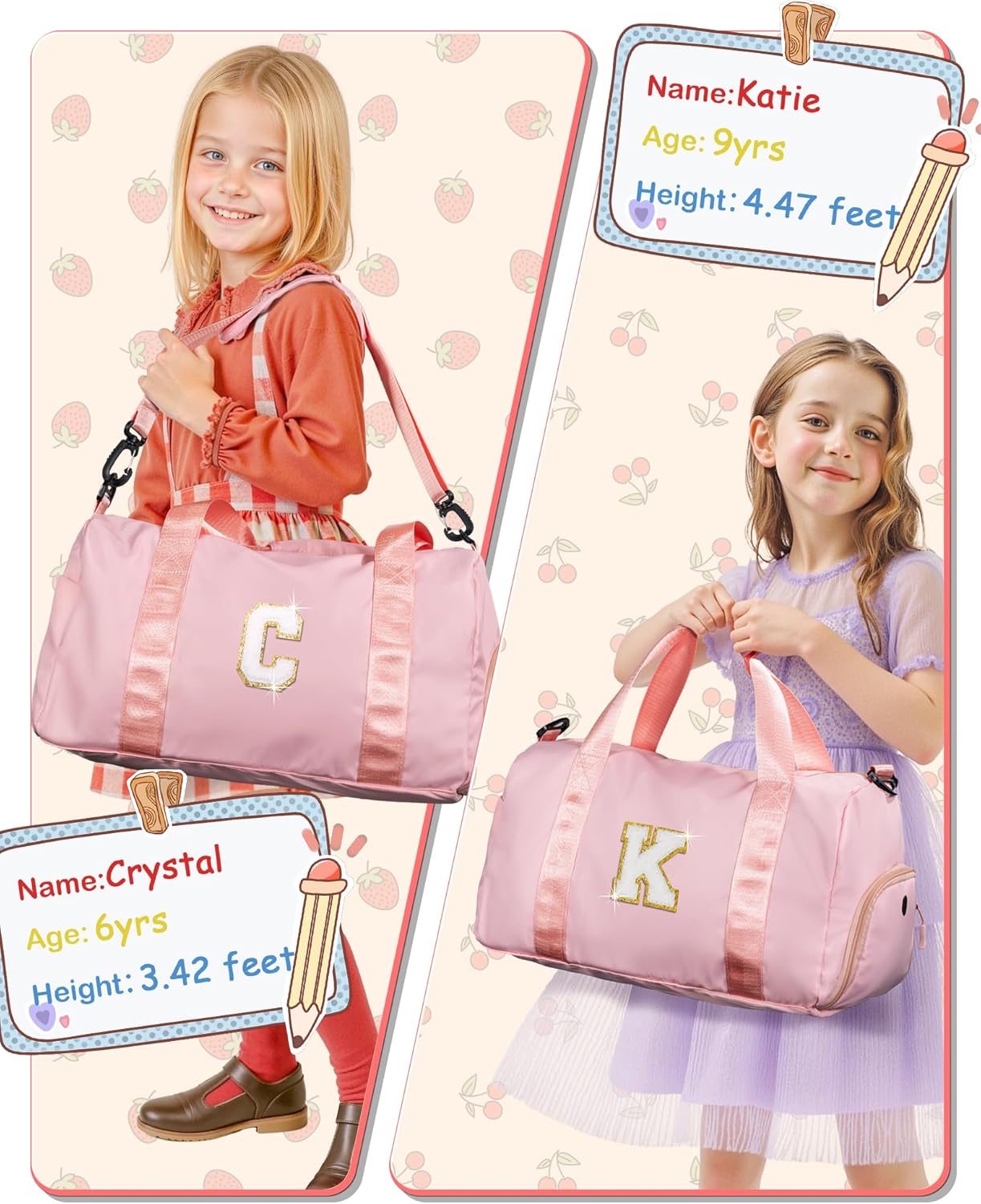 Valentines Day Gifts for Her-Girl Gym Bag with Shoe Compartment, Kid Personalized Weekender Overnight Bags, Initial Travel Tote with Makeup Pouch, Girls Kids Easter Gift (Letter V)