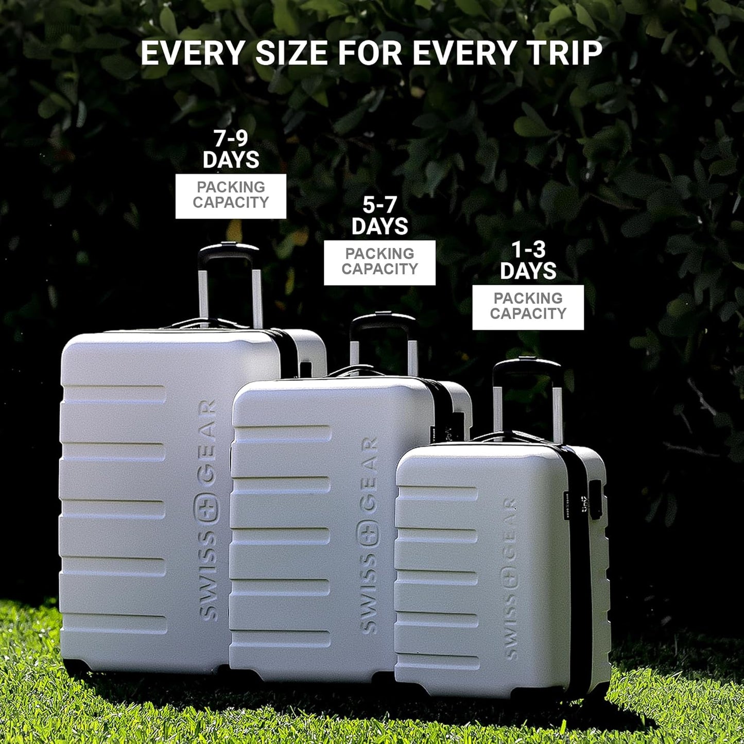SwissGear 7366 Hardside Expandable Luggage with Spinner Wheels, White, Carry-On 19-Inch