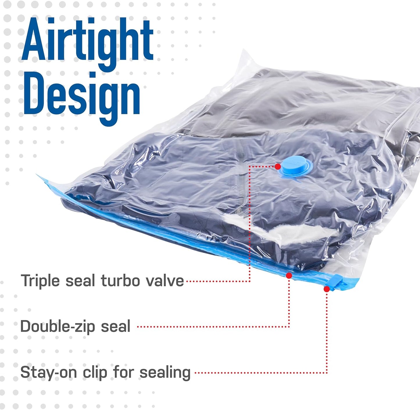 8 Pack Medium Vacuum Storage Bags for Comforters, Blankets & Clothes – Vacuum Sealed Compression Bags with Hand Pump – Space Saver Storage Bags for Bedding, Moving, Travel & Organization