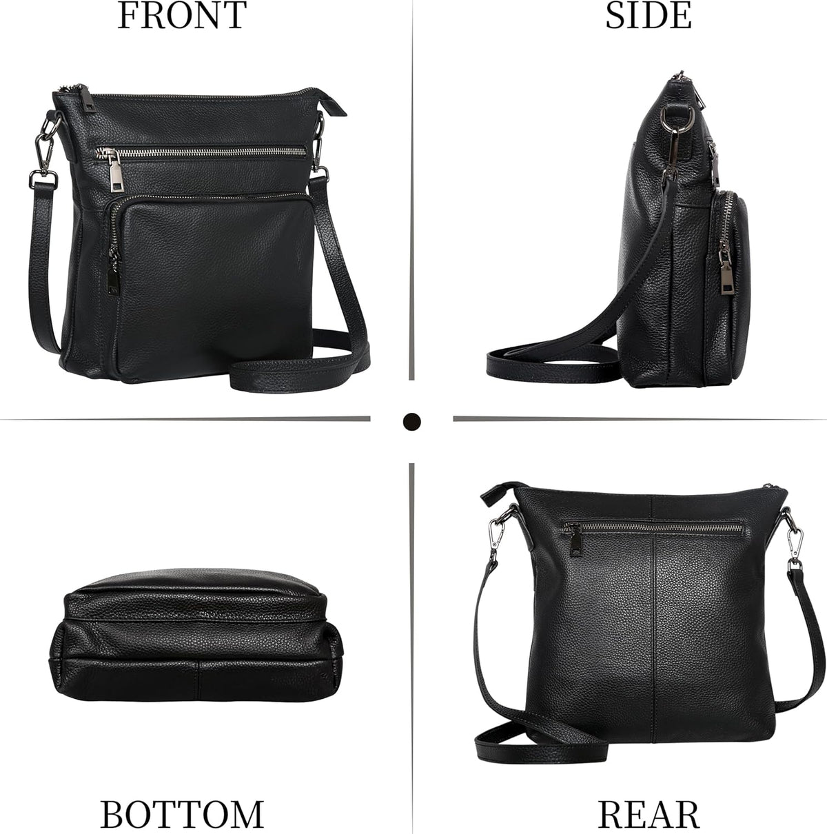 HESHE Crossbody Bags for Women Leather Handbags Designer Shoulder Purse with Pockets Satchel Purse Travel Bag