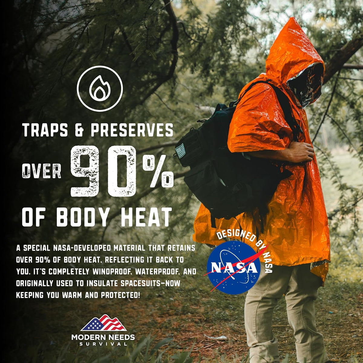 Emergency Survival Jacket – Disposable Rain Ponchos for Adults with Hood | Waterproof Ponchos for Women & Men | Compact Emergency Poncho for Travel, Outdoor Use, Camping & Survival Kits