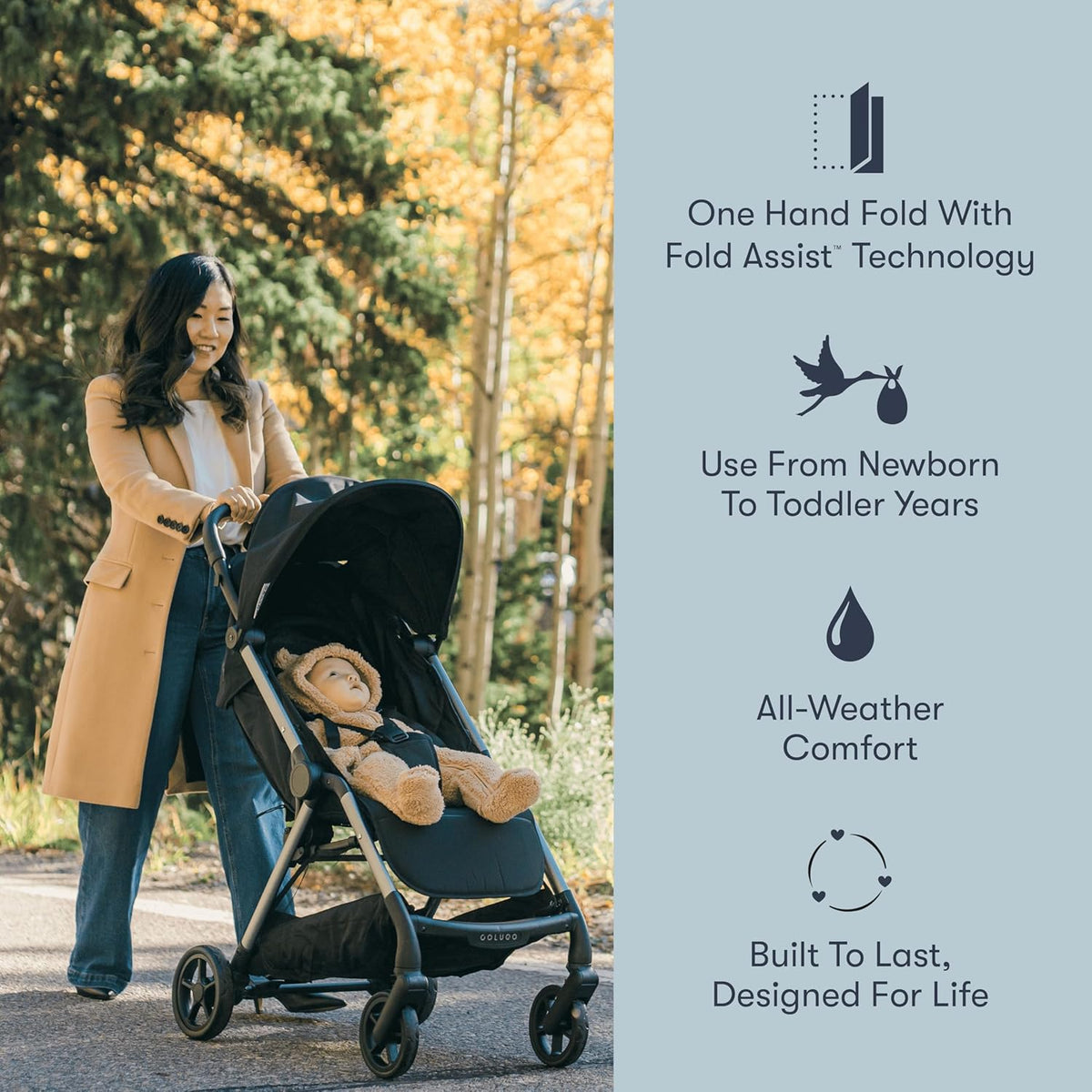 Colugo The One Stroller - Lightweight Easy Fold Compact Toddler and Baby Stroller for Travel, Large Storage Basket, One Hand Fold, Includes Raincover, Bumper Bar, Cupholder (Knockout Pink)