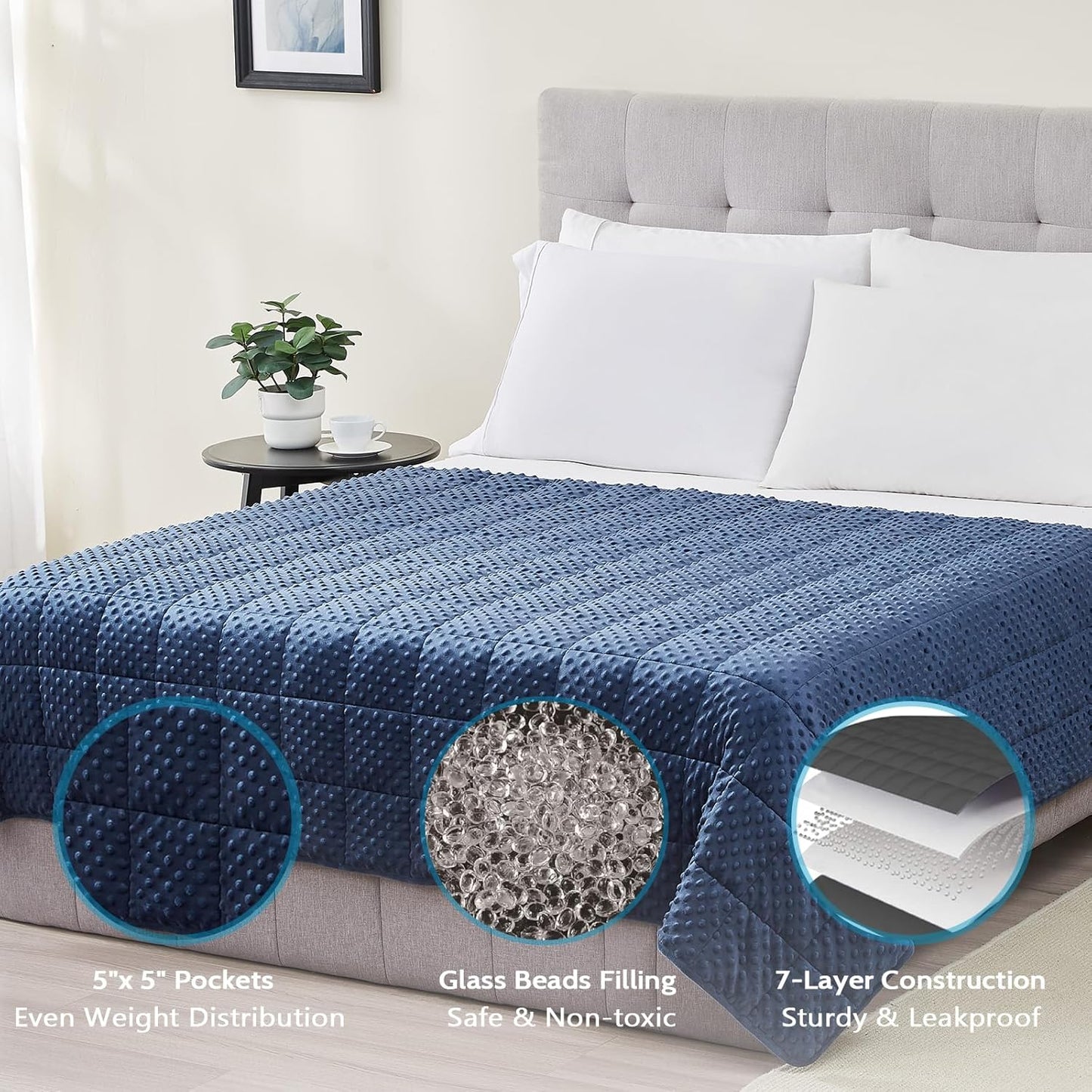 L'AGRATY Weighted Blanket for Adult - 48"x72" 20lbs Minky Dots Heavy Blanket with Glass Beads: Soft Breathable for All-Season Summer Fall Winter Thick Comfort for Sleeping