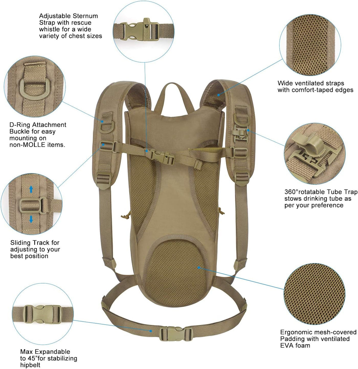 Unigear Tactical Hydration Packs Backpack 1050D with 3L Water Bladder, Thermal Insulation Pack Keeps Liquid Cool up to 4 Hours for Hiking, Cycling, Hunting and Climbing