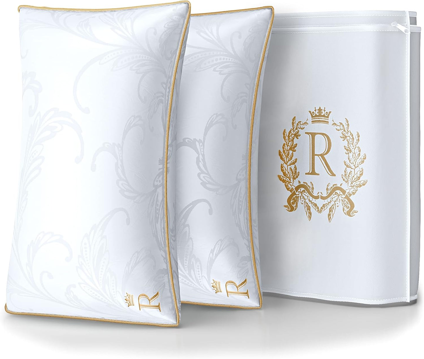 Royal Therapy Pillows King Size Set of 2, Down Alternative Bed Pillows, Adjustable King Size, Jacquard Cotton, for All Sleepers, Side Sleeper Pillow, 2 Pack