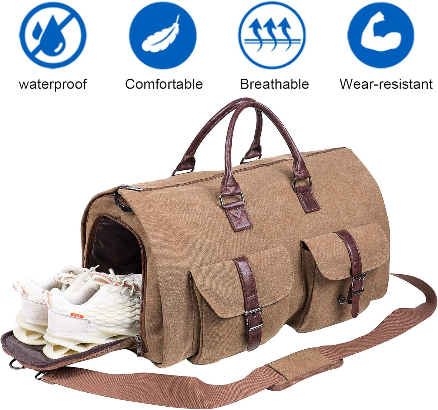 seyfocnia Convertible Travel Garment Bag,Carry on Garment Duffel Bag for Men Women - 2 in 1 Hanging Suitcase Suit Business Travel Bag
