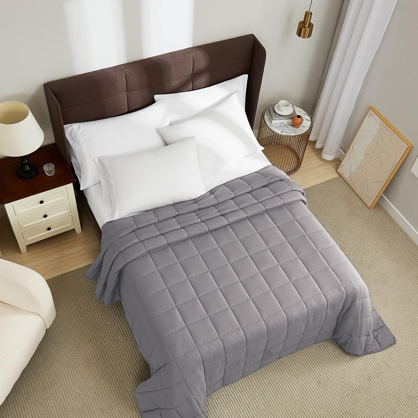 L'AGRATY Weighted Blanket - 88"x104" 20lbs Cooling Breathable Heavy Blanket Microfiber Material with Glass Beads for Adult All-Season Summer Fall Winter Soft Thick Comfort