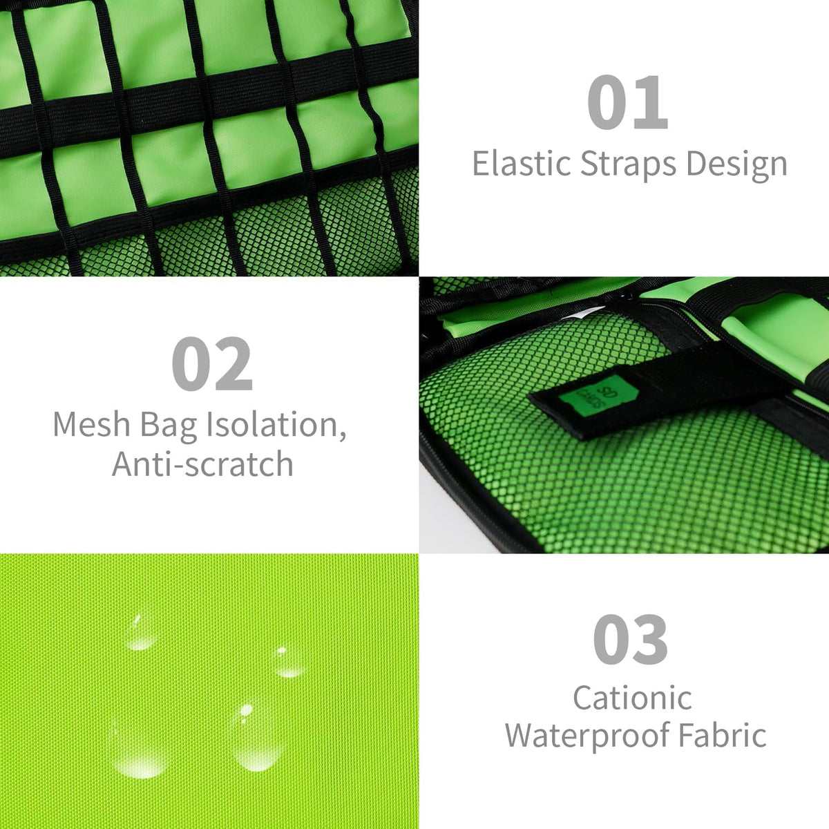 Electronics Organizer Travel Case,Electronic Accessories Storage Bag,Portable Waterproof Cable Organizer Bag,Travel Cord Organizer Bags for Small Charging Cord Storage,SD Card-Green