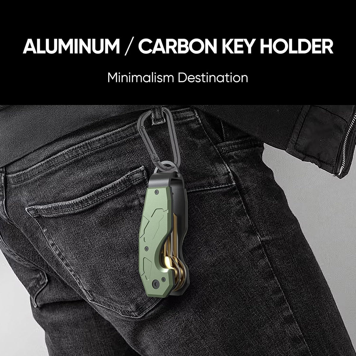 Zeeker Compact Key Organizer Keychain with Built-in Tools – Holds 1-6 Keys, Includes Bottle Opener, Hex Wrench, and Serrated Cutter – Minimalist Key Holder for Men and Women (Green)