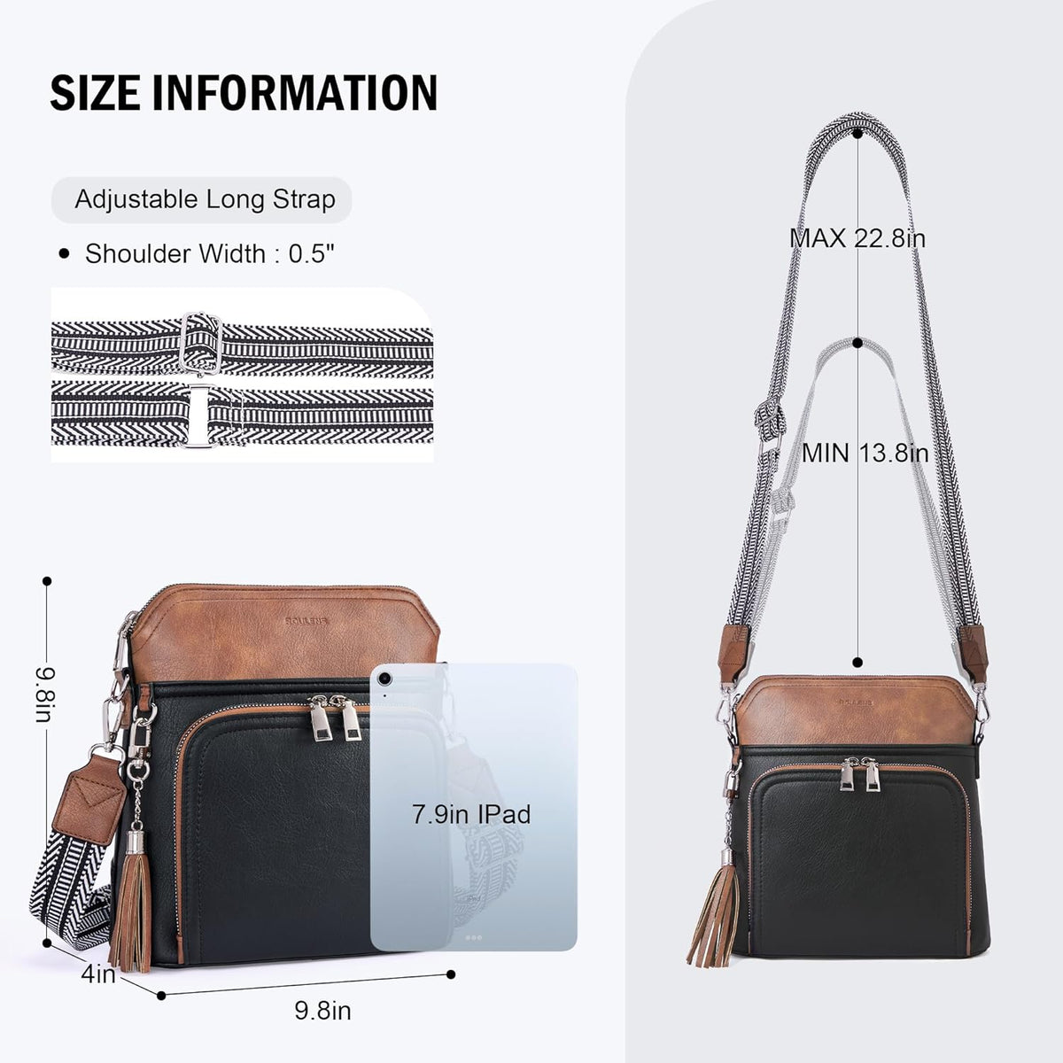 Crossbody Purse for Women,Lightweight Medium Crossbody Bag Soft Leather Women's Shoulder Handbags with Tassel