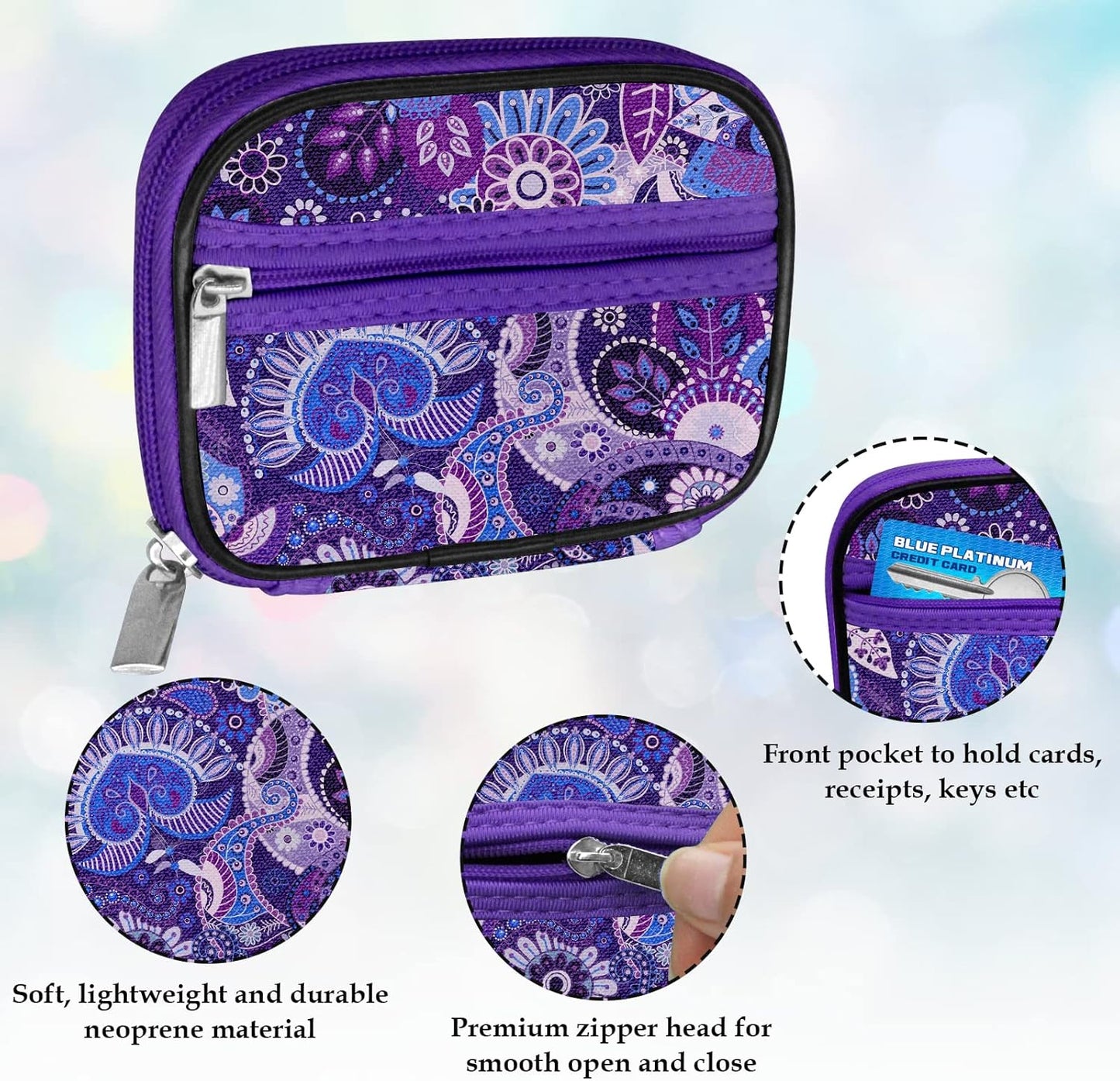 Serfeymi Weekly Travel Pill Organizer Pill Case for Purse with Removable 7 Day Pill Box, Fashionable Travel Medicine Organizer Pill Container for Medicine, Vitamin, Supplement - Green 01 + Purple 01