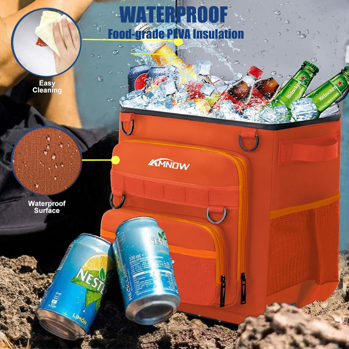 Backpack Cooler Insulated Leak Proof for Men Women 50 Cans Soft Cooler Backpack Insulated Waterproof Large Capacity Coolers Bag Portable for Lunch Camping Travel Picnic Hiking