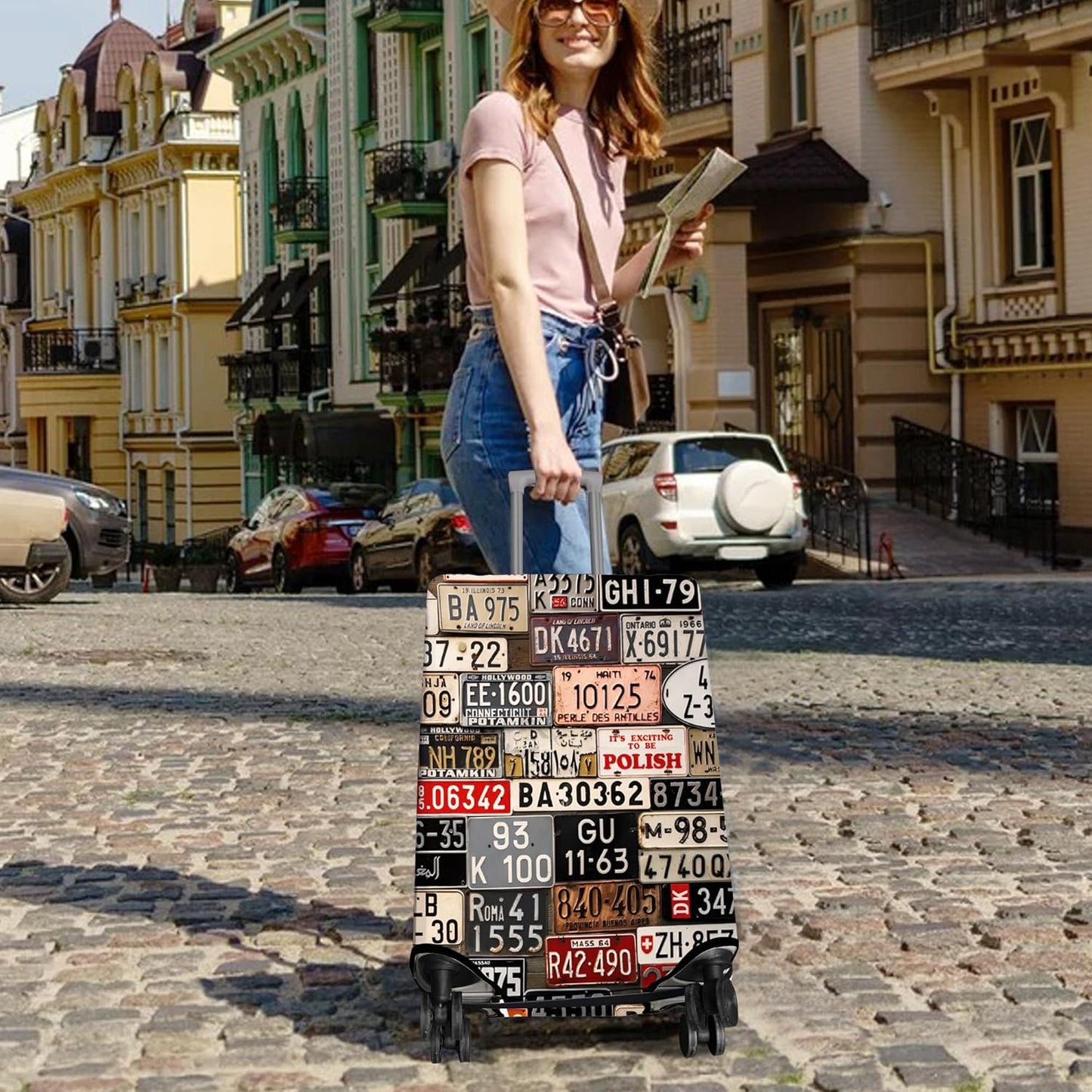 Travel Luggage Cover Suitcase Protector Fits 18-32 Inch Wheel Covers PatternedTravel Related Items Flower Luggage Protector Elastic S