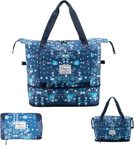 Large Capacity Foldable Travel Bag Expandable Portable Carry on Bag Dry&Wet Separation Sports Duffel Bags