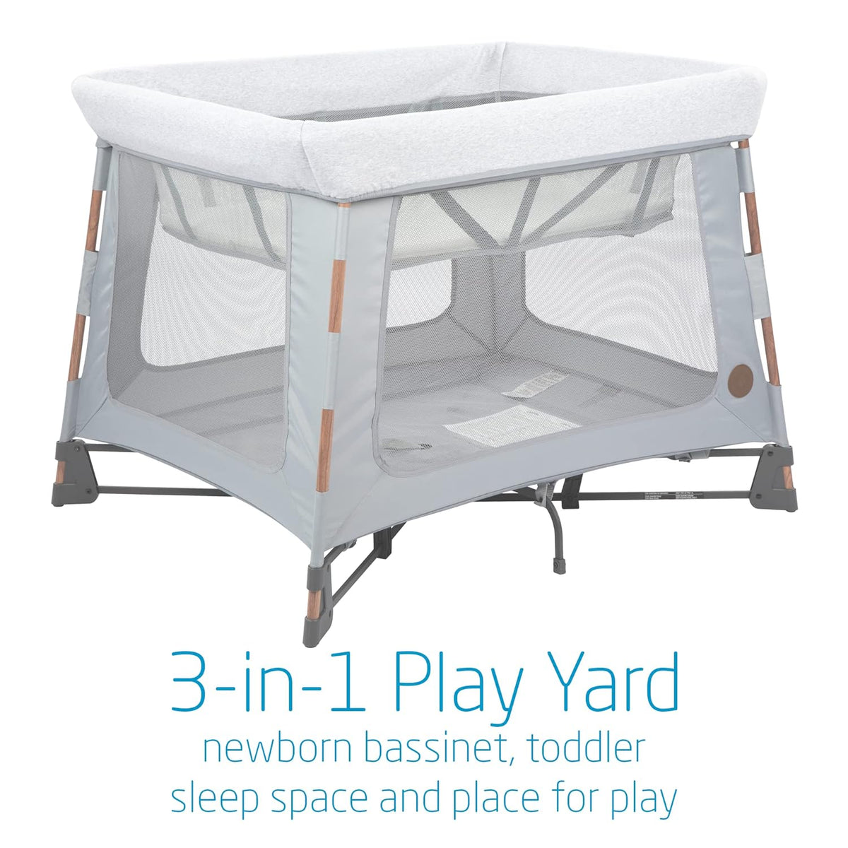 Maxi-Cosi Swift Lightweight Portable Playard, 1-Step Fold Playpen with Travel Bag, 2-Stage Mattress for Newborn to Toddlers, Essential Grey