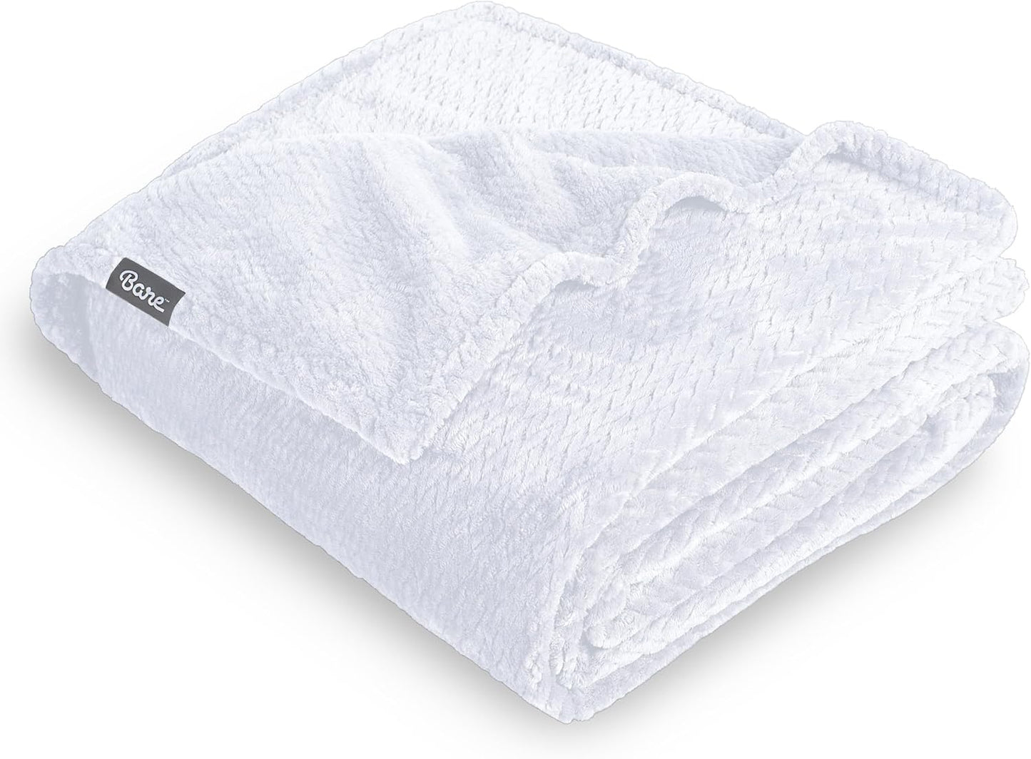 Bare Home Textured Fleece Blanket - Full/Queen - Ultra-Soft Lightweight for Bed, Sofa, and Couch - Luxury Microplush - Cozy Warm Blanket (Full/Queen, Chevron White)