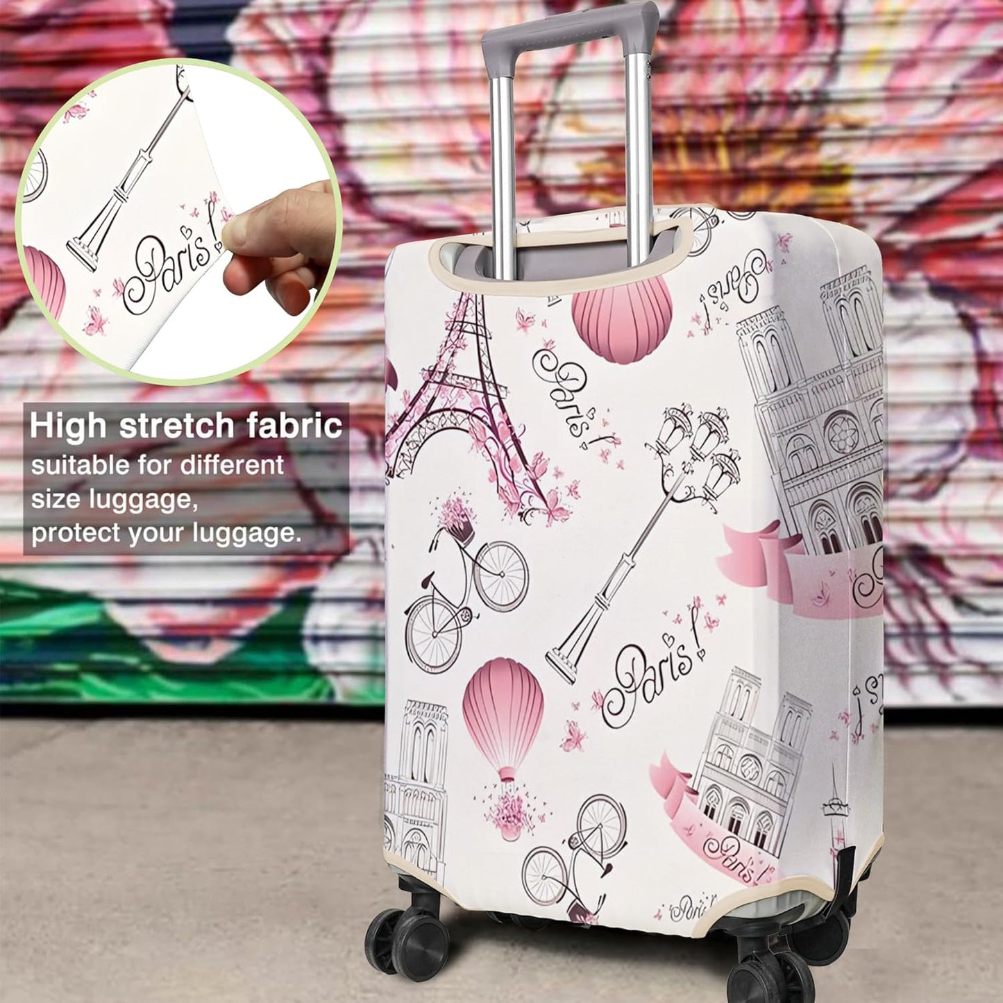 Travel Luggage Cover Suitcase Protector Fits 18-32 Inch Wheel Covers PatternedTravel Related Items Flower Luggage Protector Elastic S