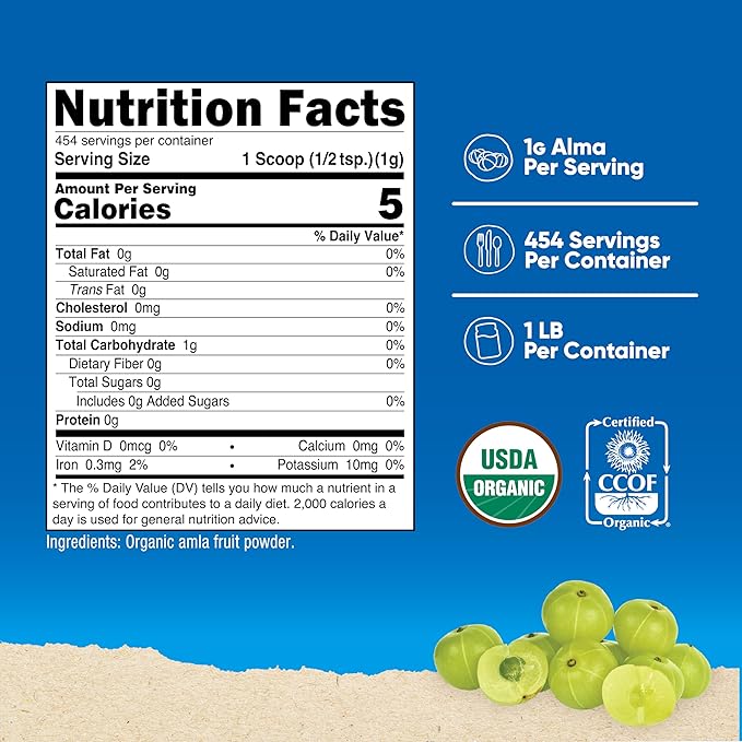 Nutricost Organic Amla Powder 1 Pound (Unflavored) - 1 gram per Serving, Vegan, GMO-Free