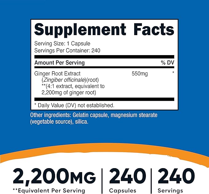 Nutricost Ginger Root Extract 550mg, 240 Capsules (3 Bottles)