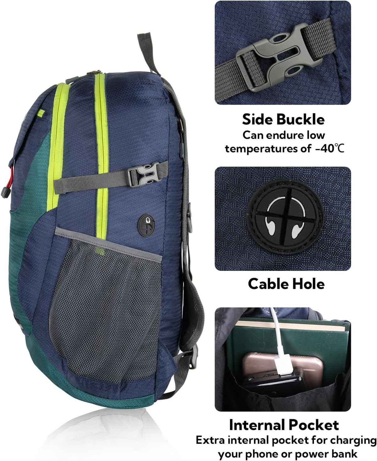 WATERFLY Lightweight Packable Hiking Backpack: 30L Foldable Travel Daypack Ultralight Camping Day Pack for Woman Man