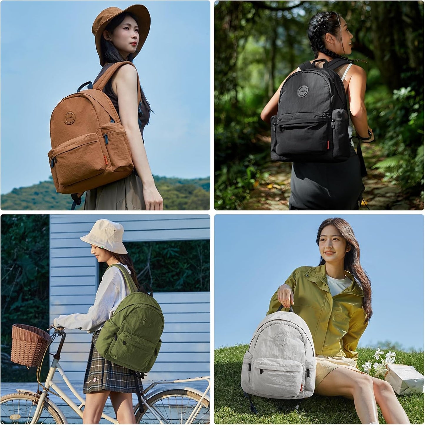mixi Outdoor Lightweight Backpack Casual Carry On Laptop Backpack Travel Bookbag for Women Men, Water Resistant Durable Hiking Bag for Camping Weekender Sports College Work, 17 Inch, Black