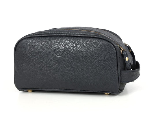 10" Premium Leather Toiletry Travel Pouch With Waterproof Lining | King-Size Handcrafted Vintage Dopp - Kit Gift for Father's Day By Aaron Leather Goods