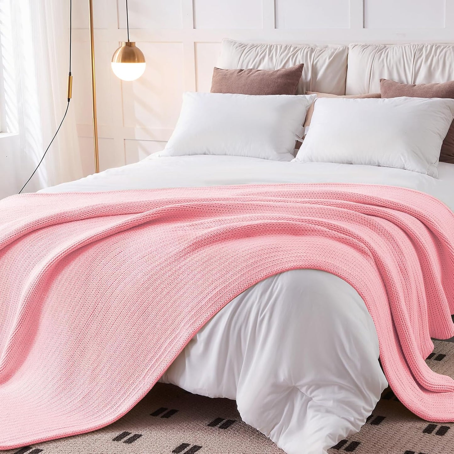 L'AGRATY Knitted Weighted Blanket - 60"x80" 15lbs Cooling Chunky Knit Heavy Blanket for Adults Braided Crochet Throw Thick Cable Yarn Knit Decorative No Beads Evenly Weighted Machine Washable