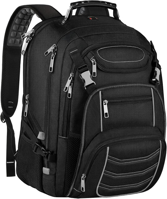 18.4 Laptop Backpack for Men, 60L Extra Large Gaming Laptops Backpack with USB Charger Port,TSA Friendly Flight Approved RFID Anti-Theft Pocket Heavy Duty Computer Bag Backbag,21.2*15.5*11.5 inch Grey