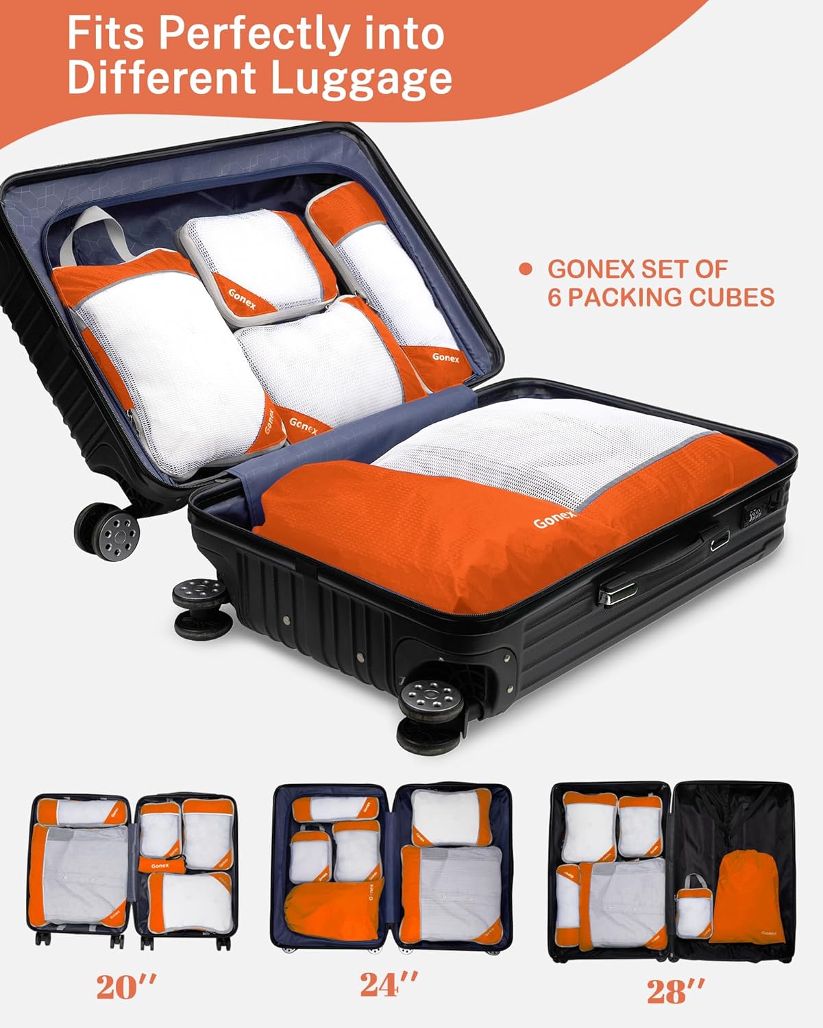 Compression Packing Cubes, Gonex Extensible Storage Mesh Bags Organizers