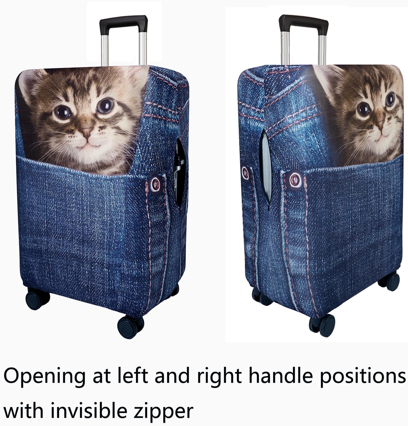 WUJIAONIAO Travel Luggage Cover Baggage Suitcase Cover Protector Skins 18-32 Inch (Cat B, L (for 25-28 inch luggage))