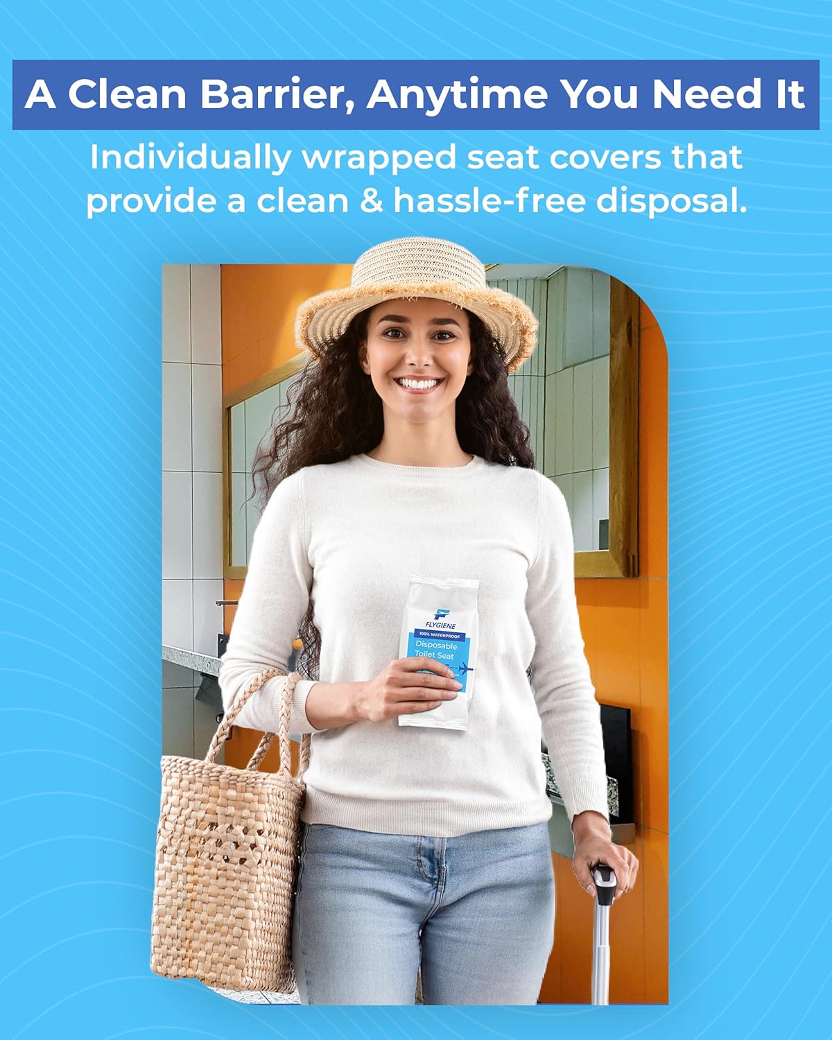 Disposable Toilet Seat Covers for Travel – Waterproof, Tear-Resistant XL Toilet Liners with 2 Layers of Protection – Individually Wrapped Travel Size Toiletries - 100 Count (10 Packs of 10)