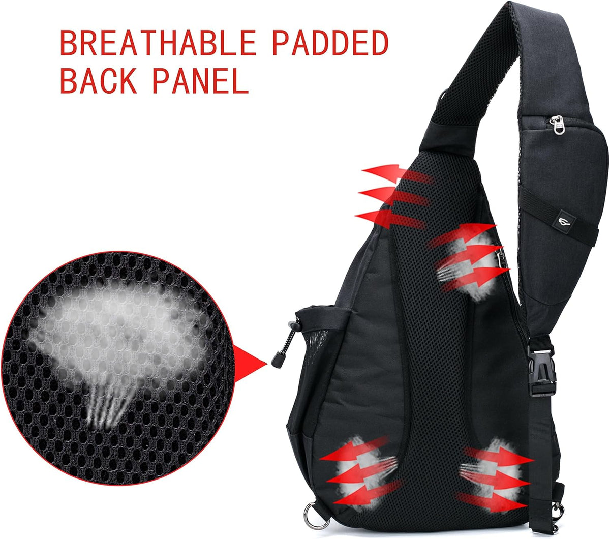 Water-Proof Sling bag/Crossbody Backpack/Shoulder Bag with USB Charging Port for Travel, Hiking, Cycling, Camping