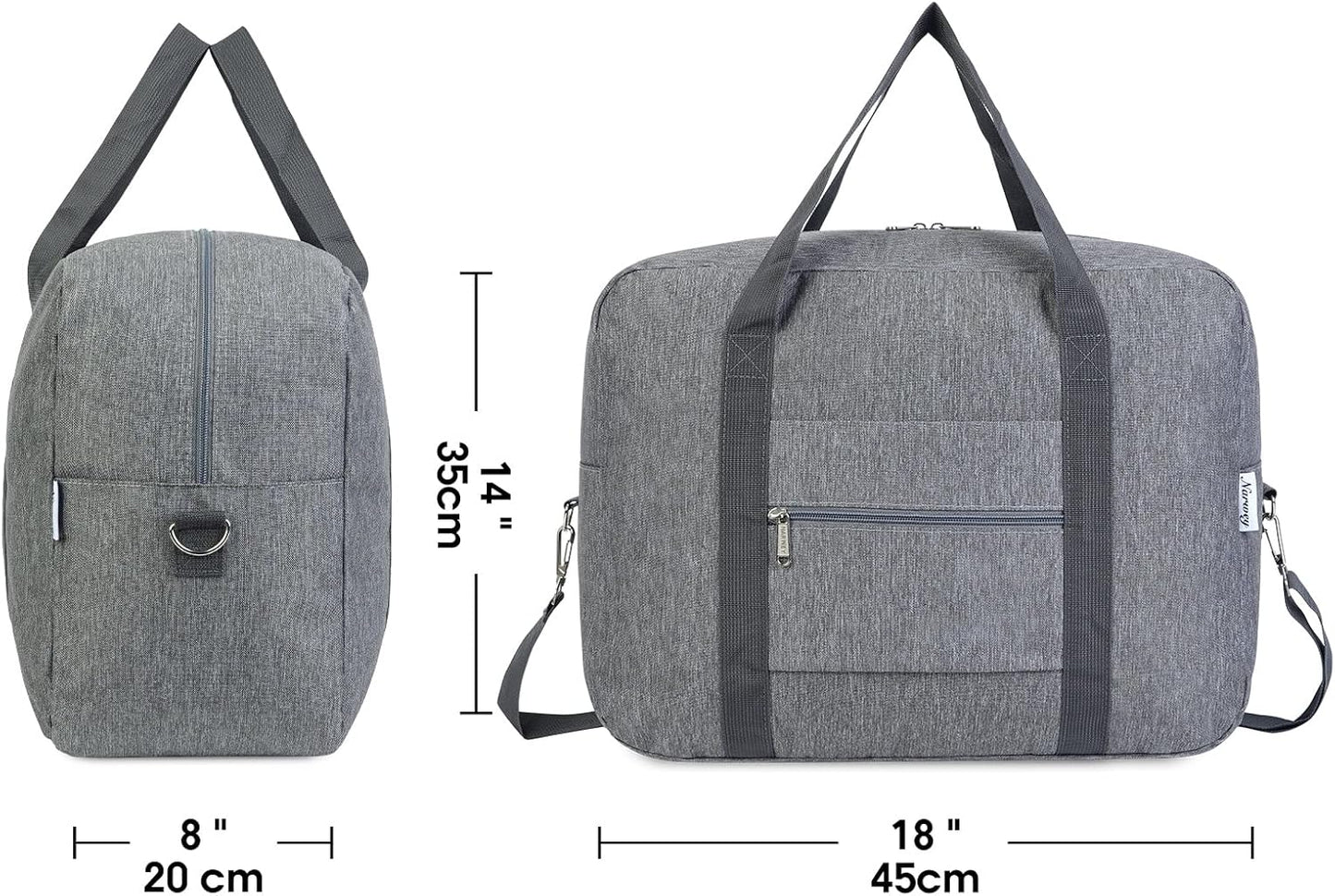 For Spirit Airlines Personal Item Bag 18x14x8 Foldable Travel Duffel Bag Tote Duffle Carry on Luggage for Women and Men 30L (Grey (With Shoulder Strap))
