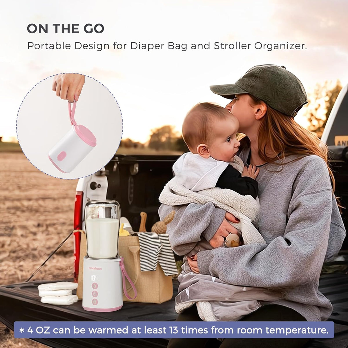 Portable Bottle Warmer, Travel Baby Bottle Warmer for Breastmilk On The Go, Leak-Proof, 2 Modes Fast Heating
